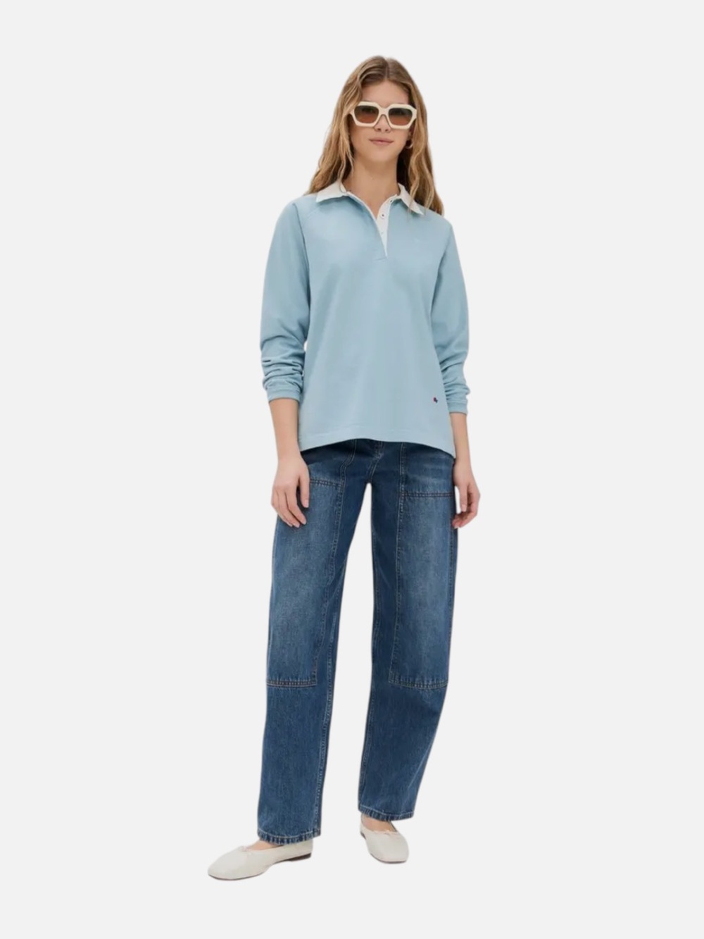 CLARE V. Le Rugby Shirt in Dusty Blue - Picture 5 of 9